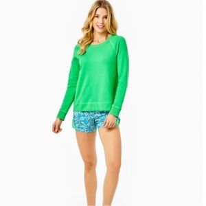 LILLY PULITZER Luxletic Beach Comber Pullover Cabana Green Crewneck Terry Sz XS